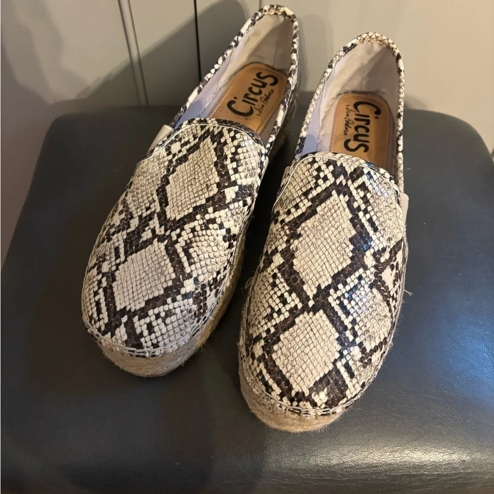 Sam Edelman Khloe Peach Snake Leather Espadrille Flat Size 9.5